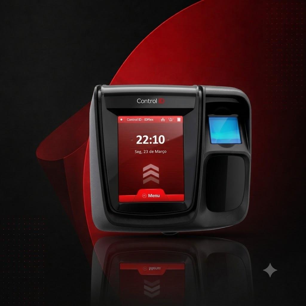 Terminal biométrico Control iD iDFlex Pro com leitor de digital e tela touchscreen